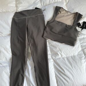 Abercrombie Houndstooth Leggings and Crop Top Workout Set